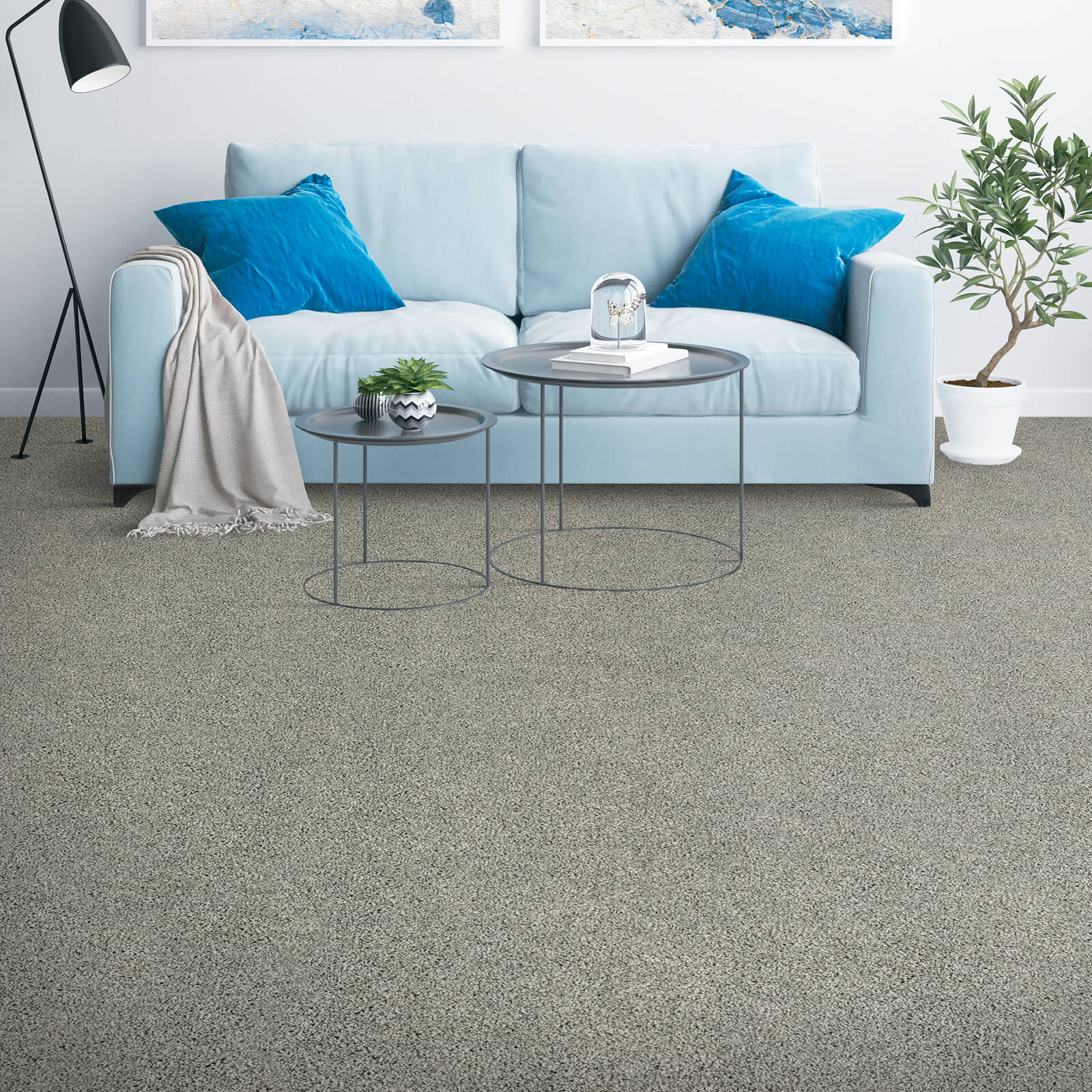 Couch on grey Carpet | J/K Carpet Center, Inc